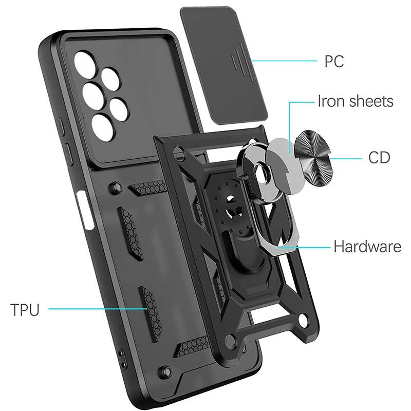 For Samsung Galaxy A13 4G Sliding Camera Cover TPU+PC Phone Case(Black)