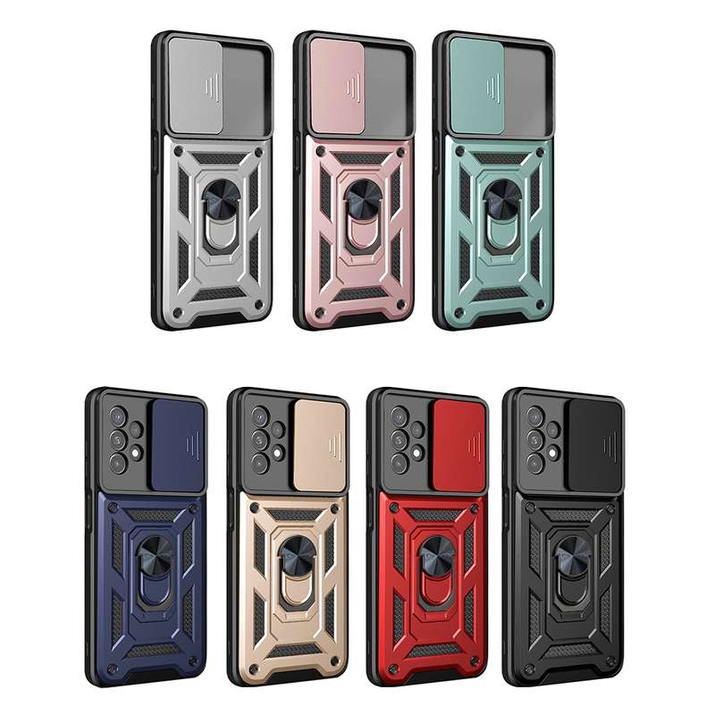 For Samsung Galaxy A13 4G Sliding Camera Cover TPU+PC Phone Case(Black)