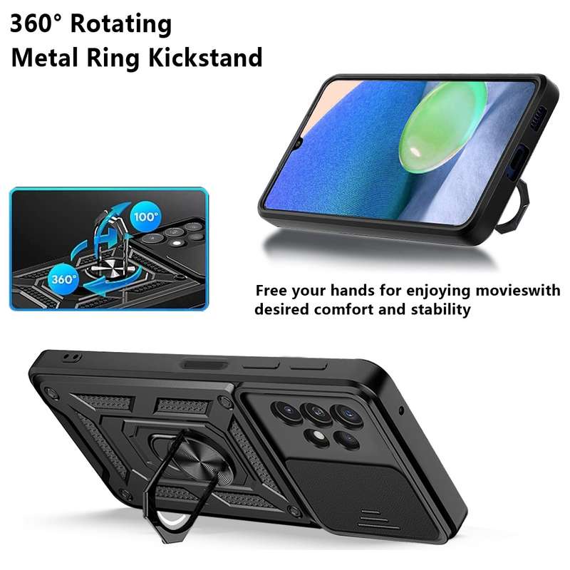For Samsung Galaxy A13 4G Sliding Camera Cover TPU+PC Phone Case(Black)