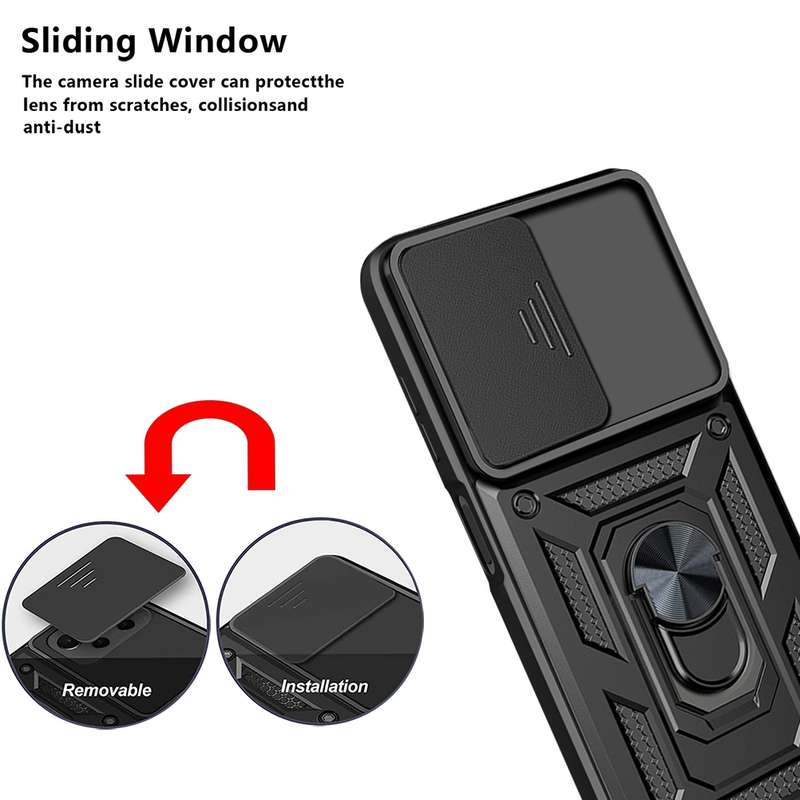 For Samsung Galaxy A13 4G Sliding Camera Cover TPU+PC Phone Case(Black)