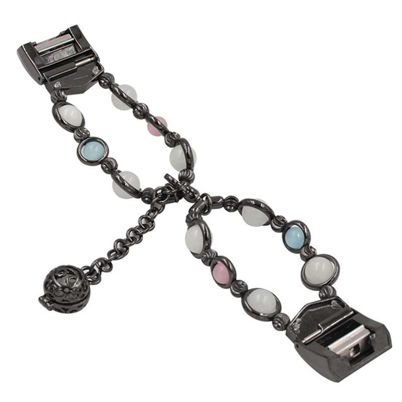 For Fitbit Charge 5 Agate Luminous Bead Steel Watch Band(Black)