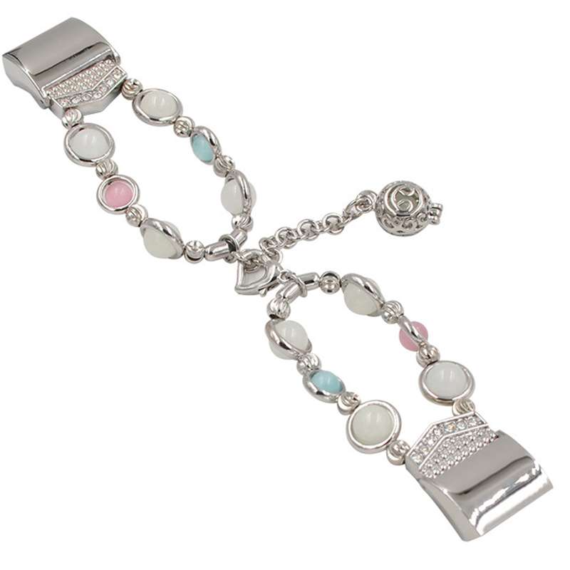 For Fitbit Charge 5 Agate Luminous Bead Steel Watch Band(Silver)