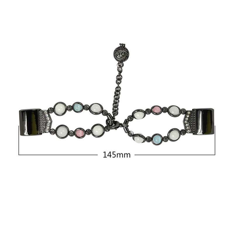 For Fitbit Charge 5 Agate Luminous Bead Steel Watch Band(Black)