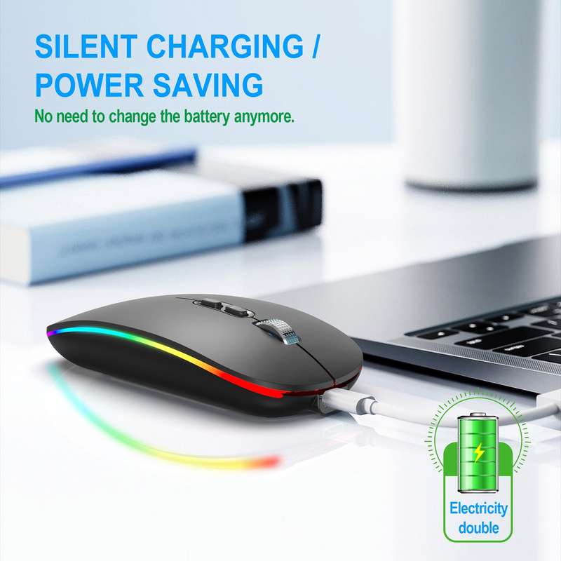 HXSJ M103FG 1600dpi Adjustable 2.4G + Bluetooth RGB Light Wireless Mouse(Black)