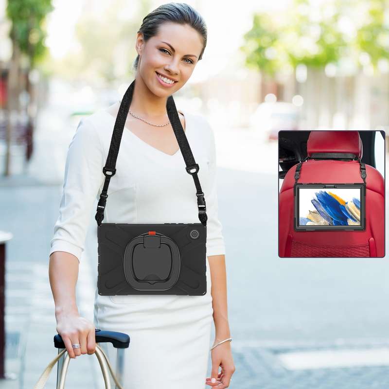 For Samsung Galaxy Tab A8 10.5 2021 Silicone + PC Tablet Case(Black + Black)