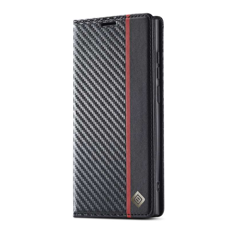 For Samsung Galaxy S22 Ultra 5G LC.IMEEKE Carbon Fiber Horizontal Flip Leather Phone Case(Vertical B