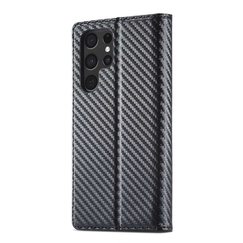 For Samsung Galaxy S22 Ultra 5G LC.IMEEKE Carbon Fiber Horizontal Flip Leather Phone Case(Vertical B