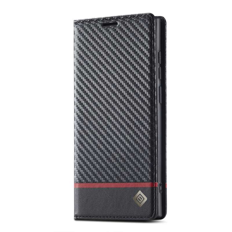 For Samsung Galaxy S22 Ultra 5G LC.IMEEKE Carbon Fiber Horizontal Flip Leather Phone Case(Vertical B
