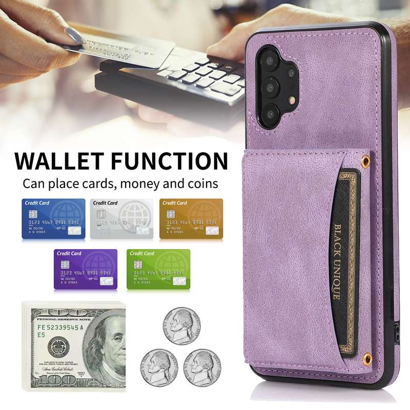 For Samsung Galaxy A32 4G Three-fold Leather Phone Case with Card Slot & Wallet & Holder(Brown)