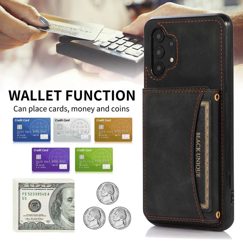 For Samsung Galaxy A32 4G Three-fold Leather Phone Case with Card Slot & Wallet & Holder(Green)