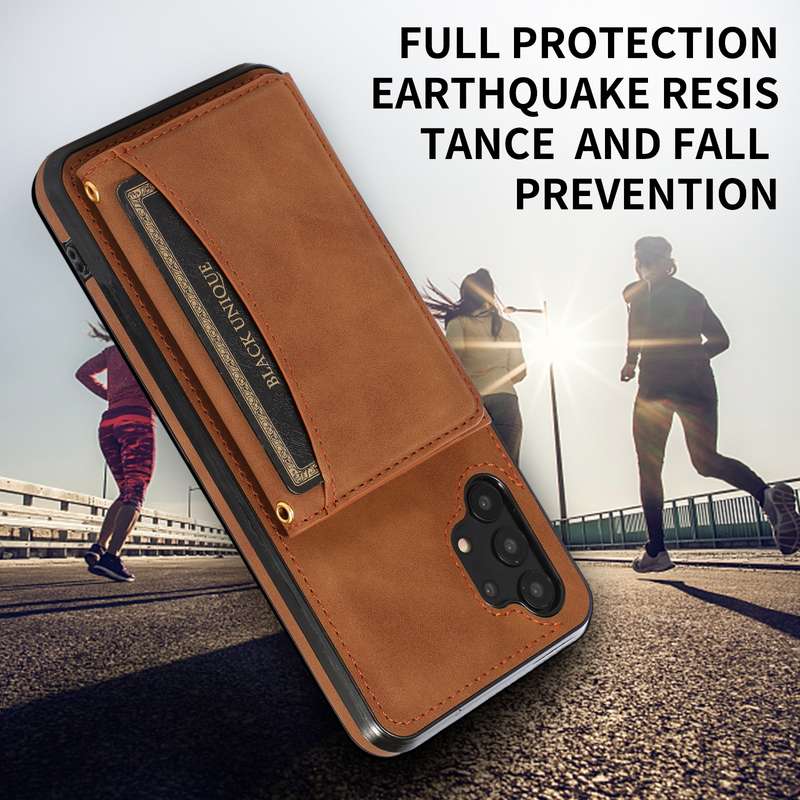 For Samsung Galaxy A32 5G Three-fold Leather Phone Case with Card Slot & Wallet & Holder(Brown)