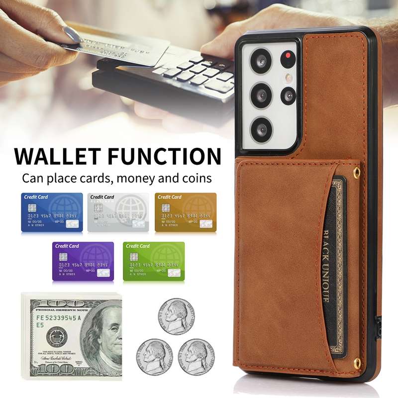 For Samsung Galaxy S21 Ultra Three-fold Leather Phone Case with Card Slot & Wallet & Holder(Green)