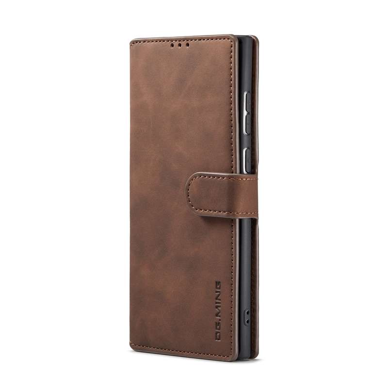 For Samsung Galaxy S22 Ultra DG.MING Retro Oil Side Horizontal Flip Leather Case with Holder & Card