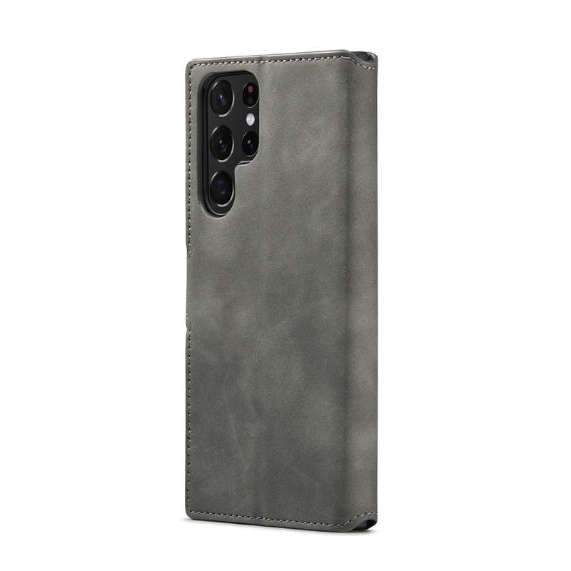 For Samsung Galaxy S22 Ultra DG.MING Retro Oil Side Horizontal Flip Leather Case with Holder & Card