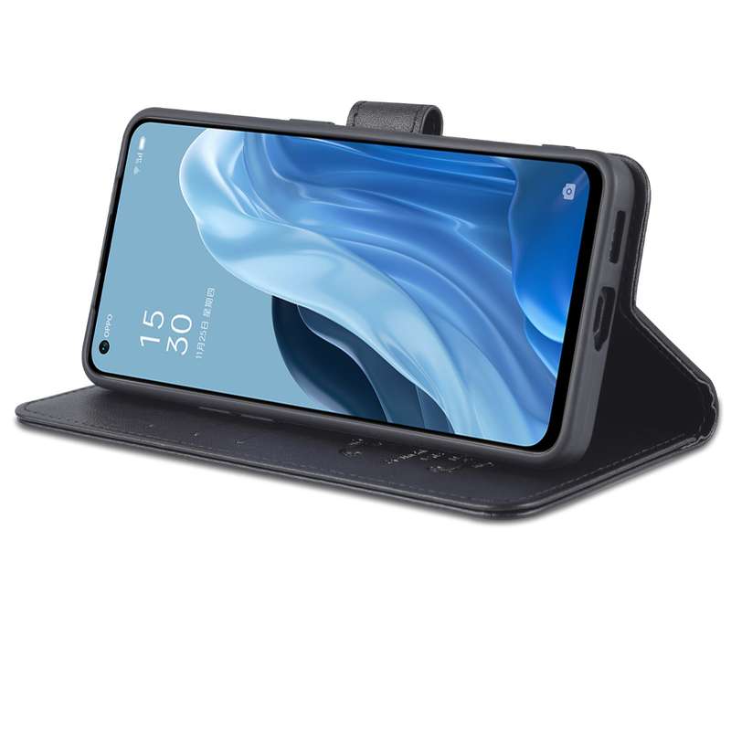 For OPPO Reno7 5G AZNS Sheepskin Texture Flip Leather Phone Case(Black)