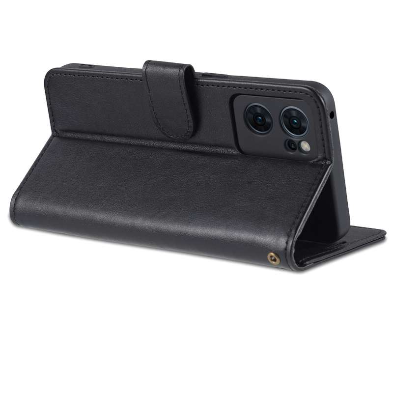 For OPPO Reno7 5G AZNS Sheepskin Texture Flip Leather Phone Case(Black)