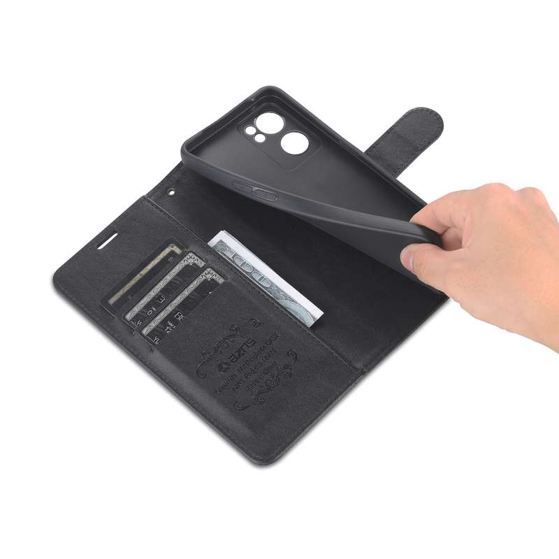 For OPPO Reno7 5G AZNS Sheepskin Texture Flip Leather Phone Case(Black)