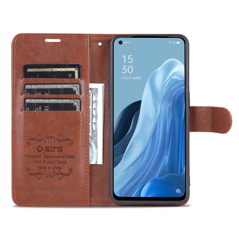 For OPPO Reno7 5G AZNS Sheepskin Texture Flip Leather Phone Case(Black)