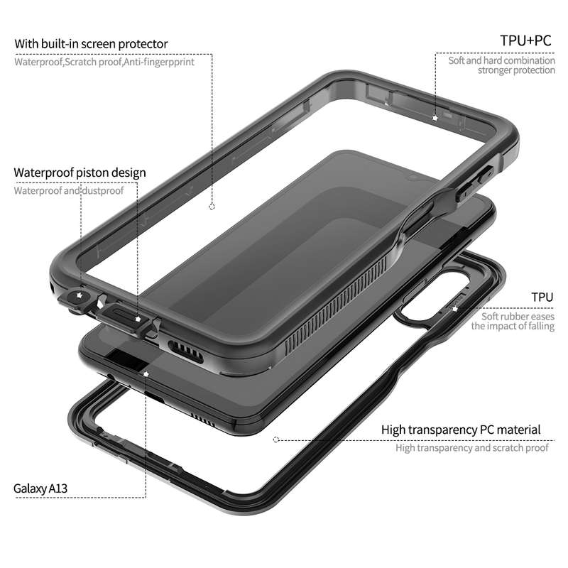 For Samsung Galaxy A13 5G RedPepper Shockproof Waterproof PC + TPU Phone Case(Black)
