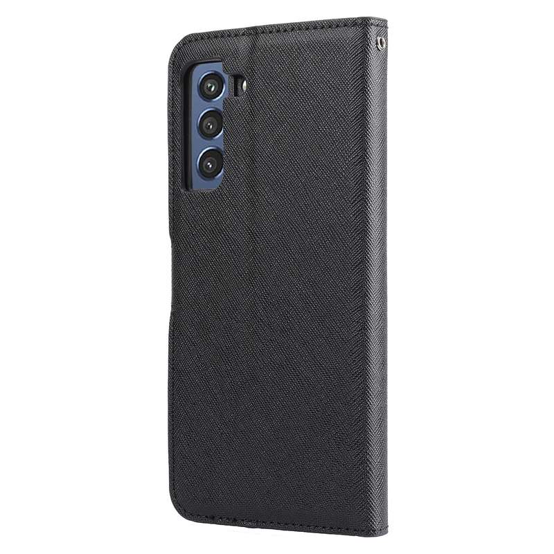 For Samsung Galaxy S21 FE 5G Cross Texture Detachable Leather Phone Case(Purple)