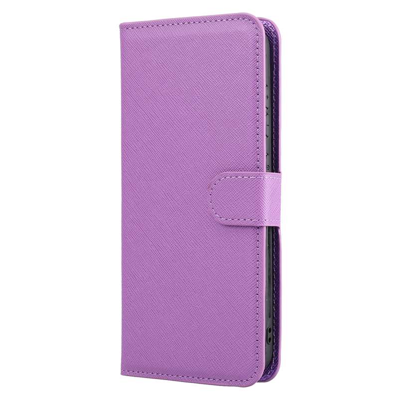 For Samsung Galaxy S21 FE 5G Cross Texture Detachable Leather Phone Case(Purple)