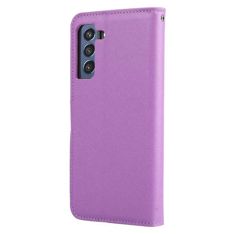 For Samsung Galaxy S21 FE 5G Cross Texture Detachable Leather Phone Case(Purple)