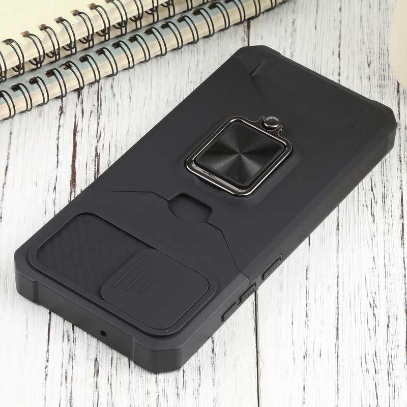 For Samsung Galaxy A03 Sliding Camera Cover Design PC + TPU Shockproof Phone Case(Black)
