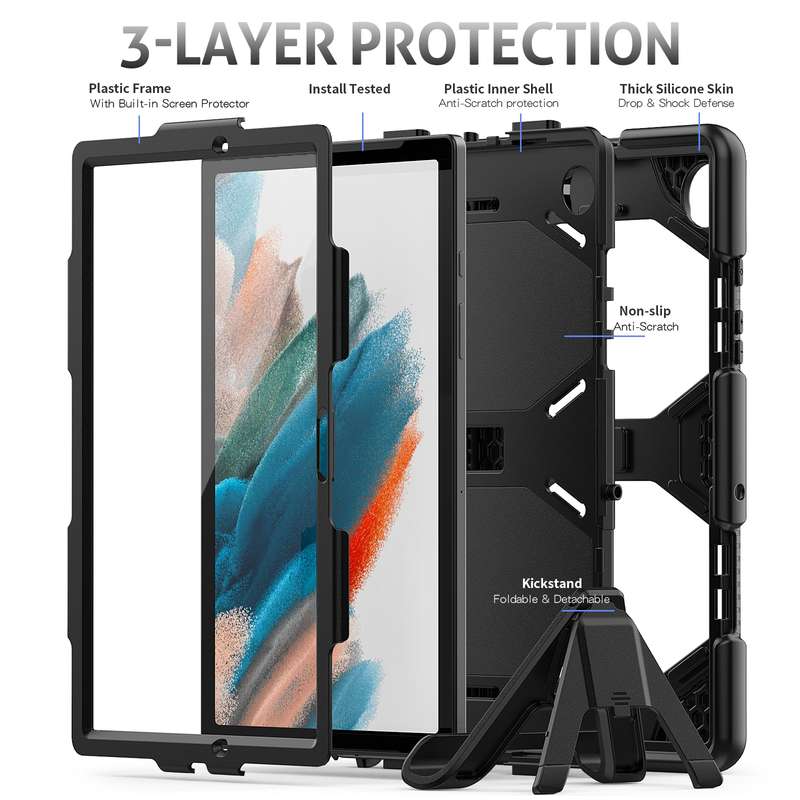 For Samsung Galaxy Tab A8 10.5 2021 X200 / X205 Colorful Silicon + PC Tablet Case(Blue)