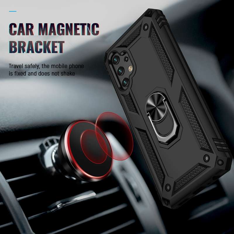 For Samsung Galaxy A13 4G Shockproof TPU + PC Phone Case with Holder(Black)