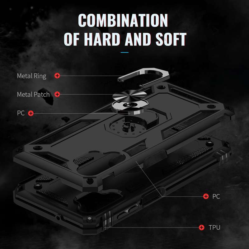 For Samsung Galaxy A13 4G Shockproof TPU + PC Phone Case with Holder(Black)