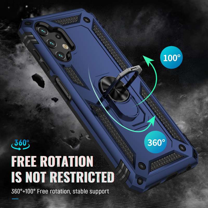 For Samsung Galaxy A73 5G Shockproof TPU + PC Phone Case with Holder(Blue)