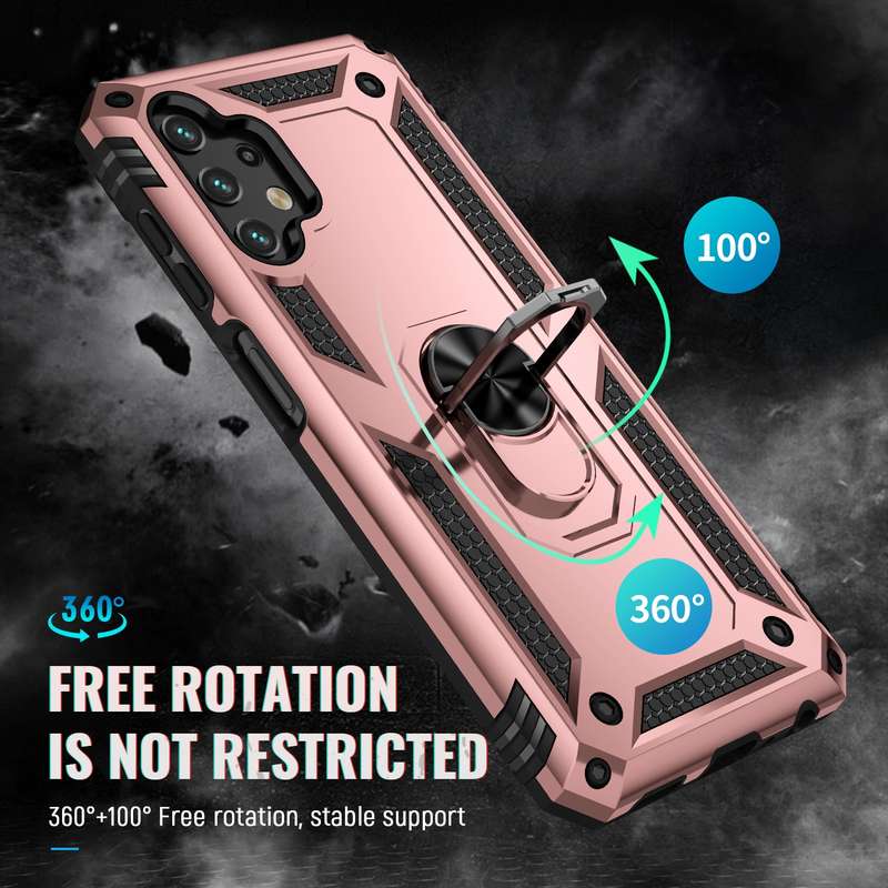 For Samsung Galaxy A73 5G Shockproof TPU + PC Phone Case with Holder(Blue)