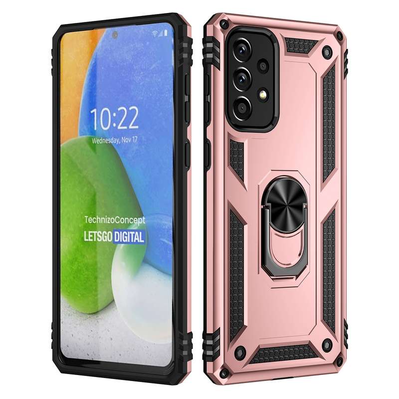 For Samsung Galaxy A73 5G Shockproof TPU + PC Phone Case with Holder(Blue)