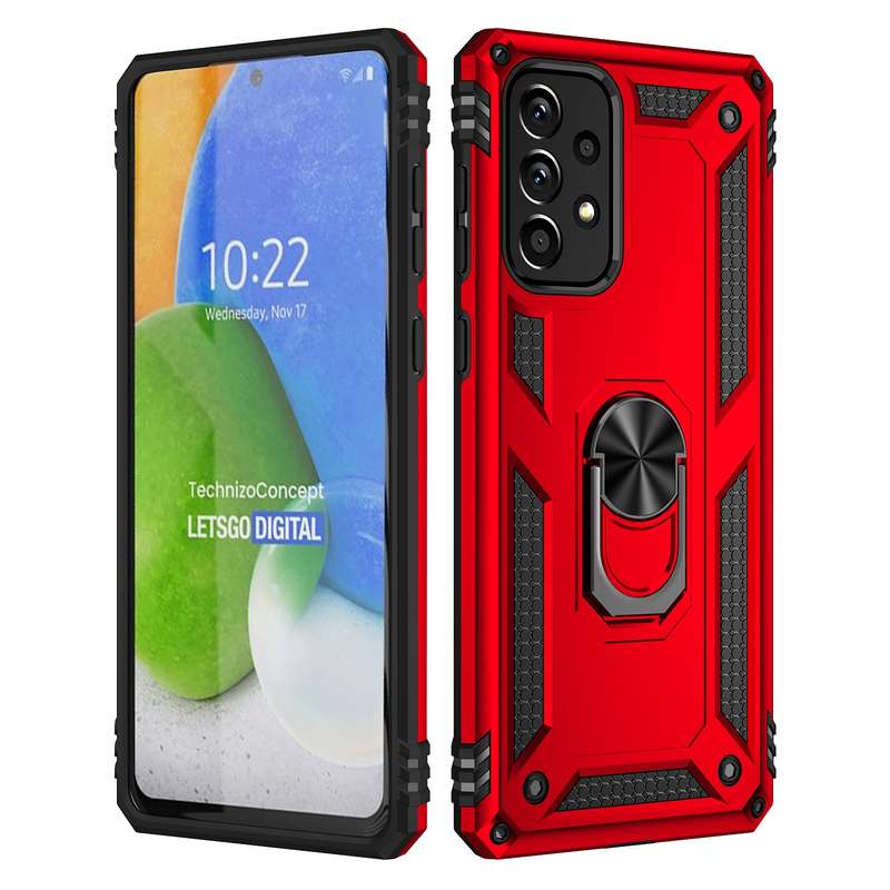 For Samsung Galaxy A73 5G Shockproof TPU + PC Phone Case with Holder(Blue)