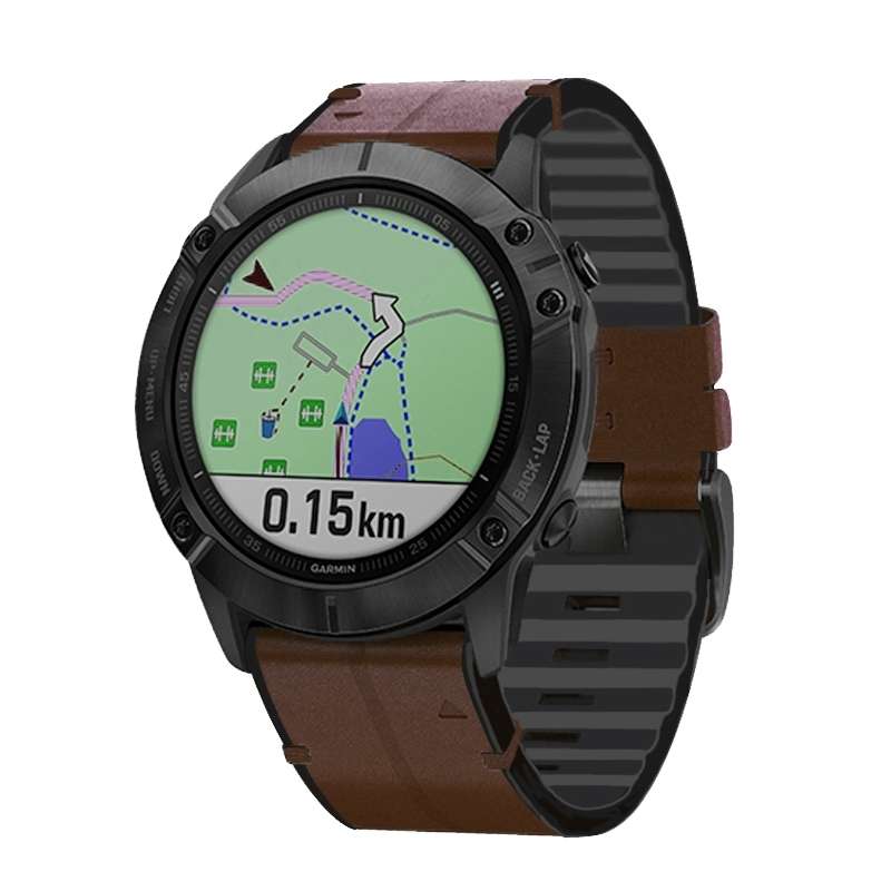 For Garmin Fenix 7 Silicone + Leather Quick Release Watch Band(Brown)