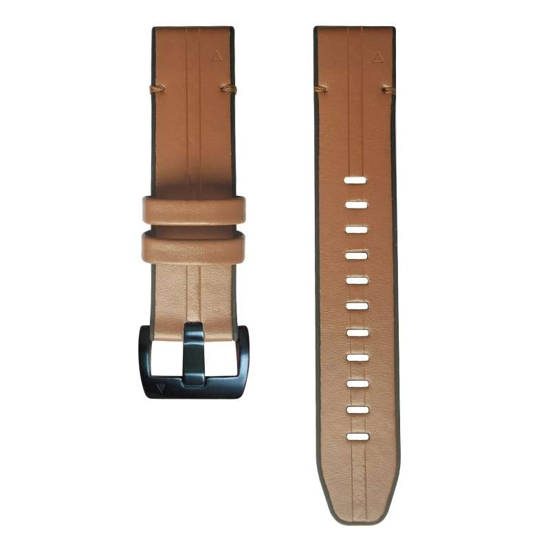 For Garmin Fenix 7 Silicone + Leather Quick Release Watch Band(Brown)