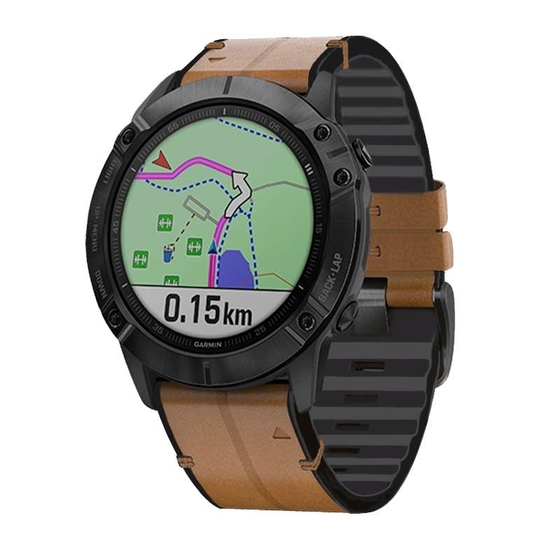 For Garmin Fenix 7 Silicone + Leather Quick Release Watch Band(Brown)