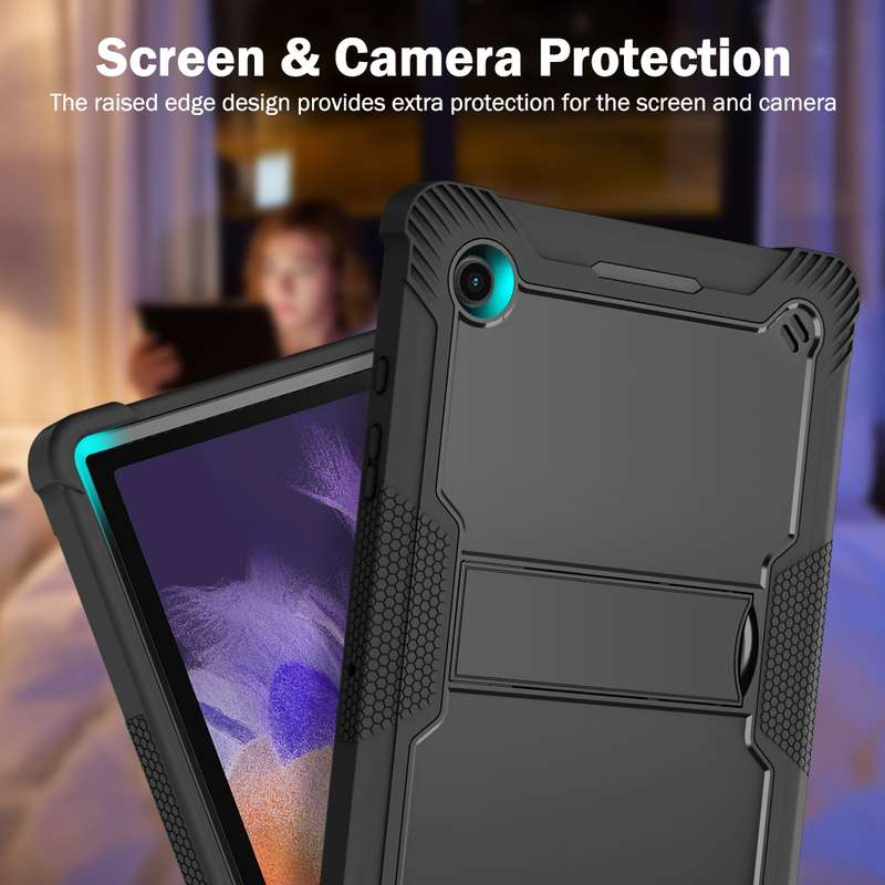 For Samsung Galaxy Tab A8 10.5 2021 Silicone + PC Shockproof Protective Tablet Case with Holder(Blac