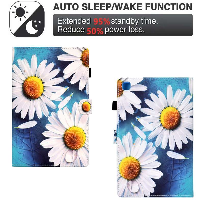 For Samsung Galaxy Tab A7 Lite T220 Sewing Pen Slot Leather Tablet Case(Sunflower)