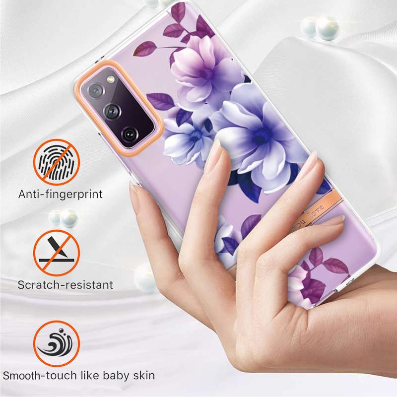For Samsung Galaxy S20 FE 4G / 5G Flowers and Plants Series IMD TPU Phone Case(Blue Rose)