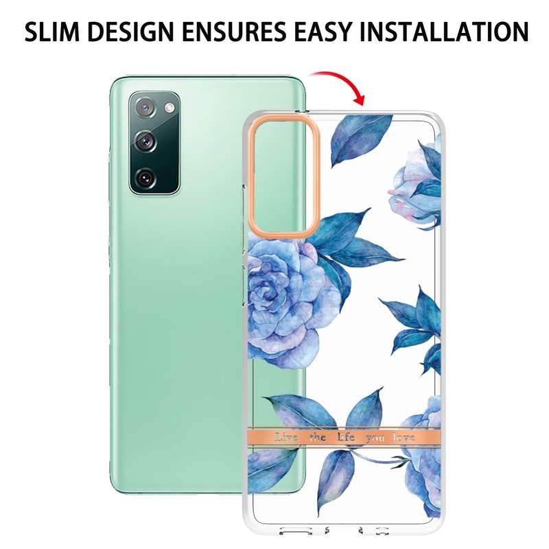 For Samsung Galaxy S21 FE 5G Flowers and Plants Series IMD TPU Phone Case(Purple Peony)