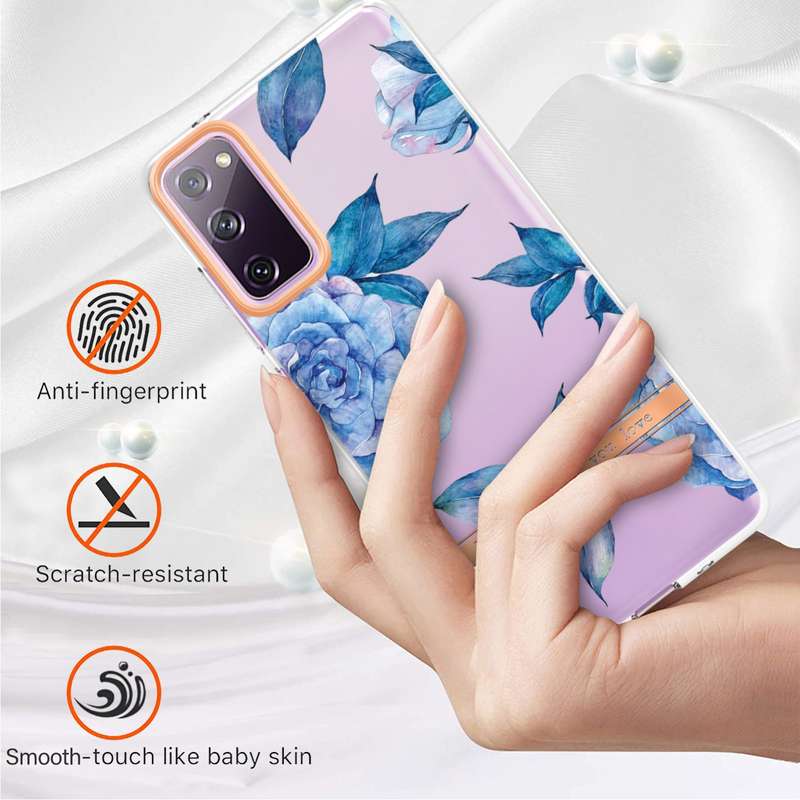For Samsung Galaxy S20 FE 4G / 5G Flowers and Plants Series IMD TPU Phone Case(Blue Rose)