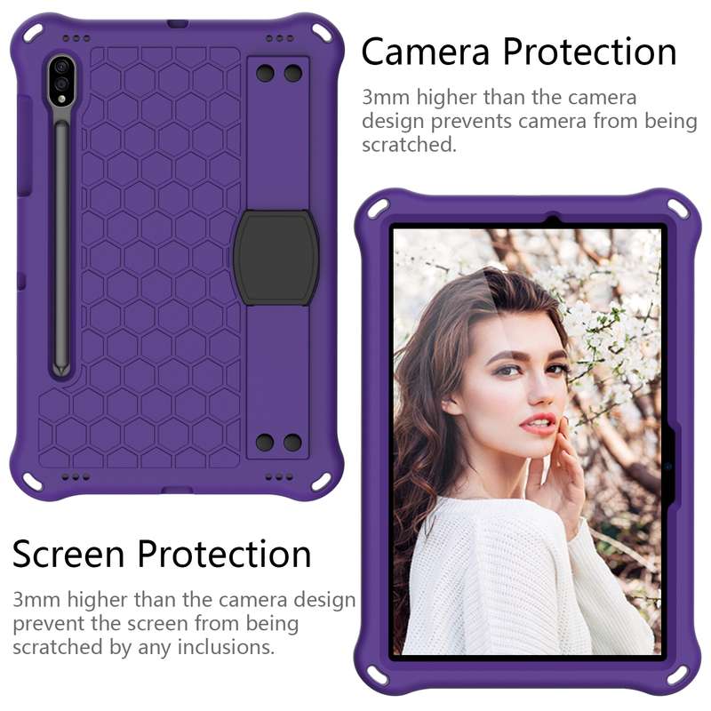 For Samsung Galaxy Tab S8 / Tab S7 Honeycomb Design EVA + PC Tablet Case with Strap(Black+Mint Green