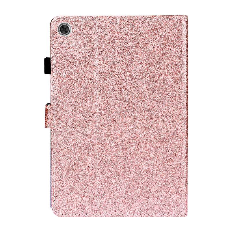 For Samsung Galaxy Tab A8 10.5 2021 Varnish Glitter Powder Leather Tablet Case(Rose Gold)