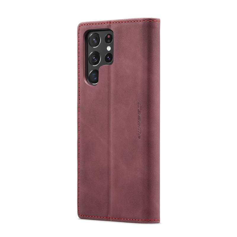 For Samsung Galaxy S22 Ultra 5G CaseMe 013 Multifunctional Leather Phone Case(Wine Red)
