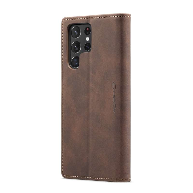 For Samsung Galaxy S22 Ultra 5G CaseMe 013 Multifunctional Leather Phone Case(Wine Red)