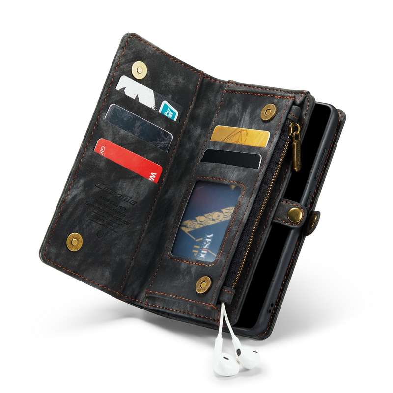 For Samsung Galaxy S22 5G CaseMe-008 Detachable Multifunctional Horizontal Flip Leather Case(Black)