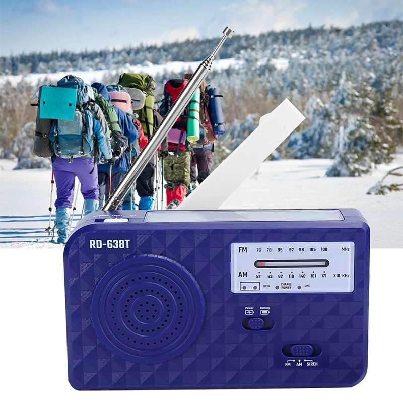 RD-638T Two-band Solar Powered AM / FM Radio Player Flashlight with Dynamo Function(White)