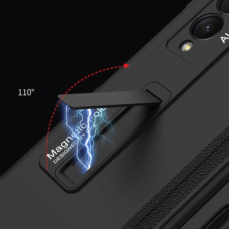 For Samsung Galaxy Z Fold3 5G GKK Integrated Magnetic Full Coverage Phone Flip Case with Pen Slot(Bl