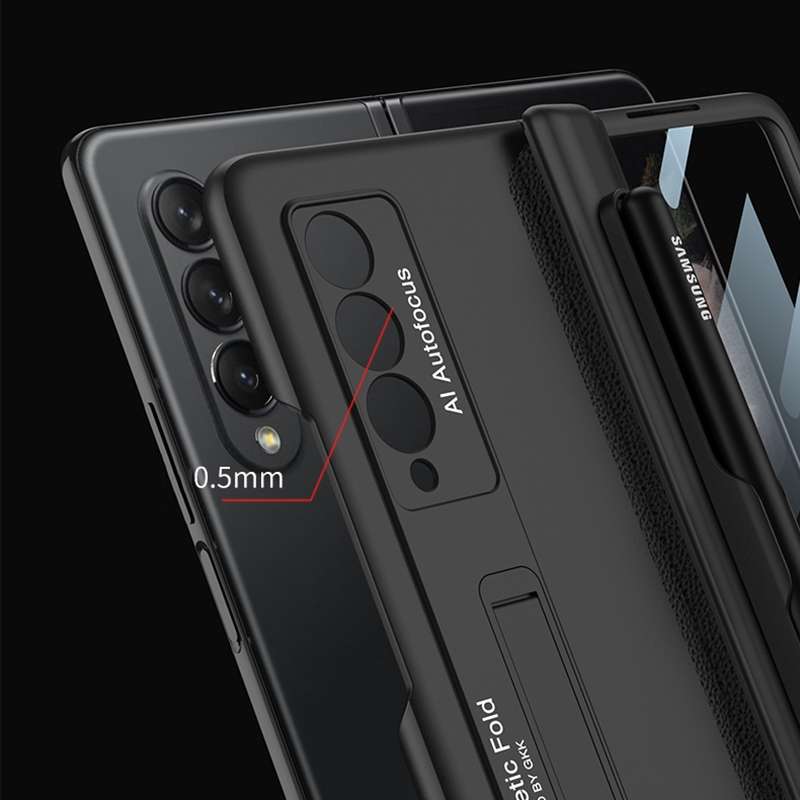 For Samsung Galaxy Z Fold3 5G GKK Integrated Magnetic Full Coverage Phone Flip Case with Pen Slot(Bl